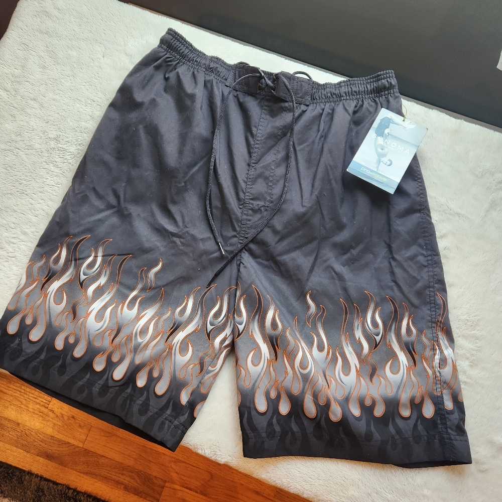 B1G1! Sonoma by Kohl's | Pro-active Swimwear | Flame Design | NWT | Back Pocket
